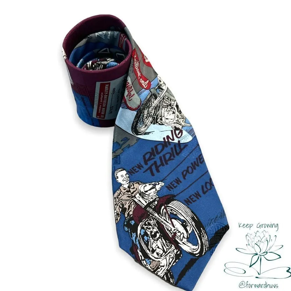 Harley Davidson | Ralph Marlin | Made in USA | Silk Necktie 1990’s Vintage